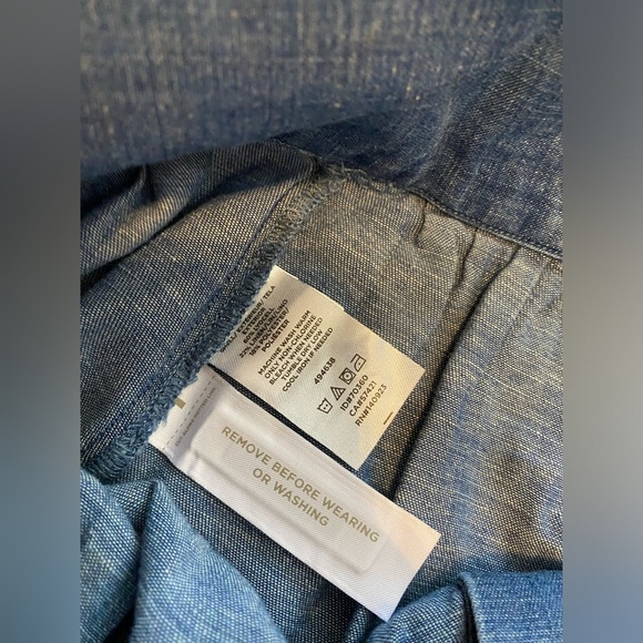 New Ann Taylor LOFT Side Button Linen Blend Chambray Blue A-line Skirt Sz 8 - Picture 9 of 10
